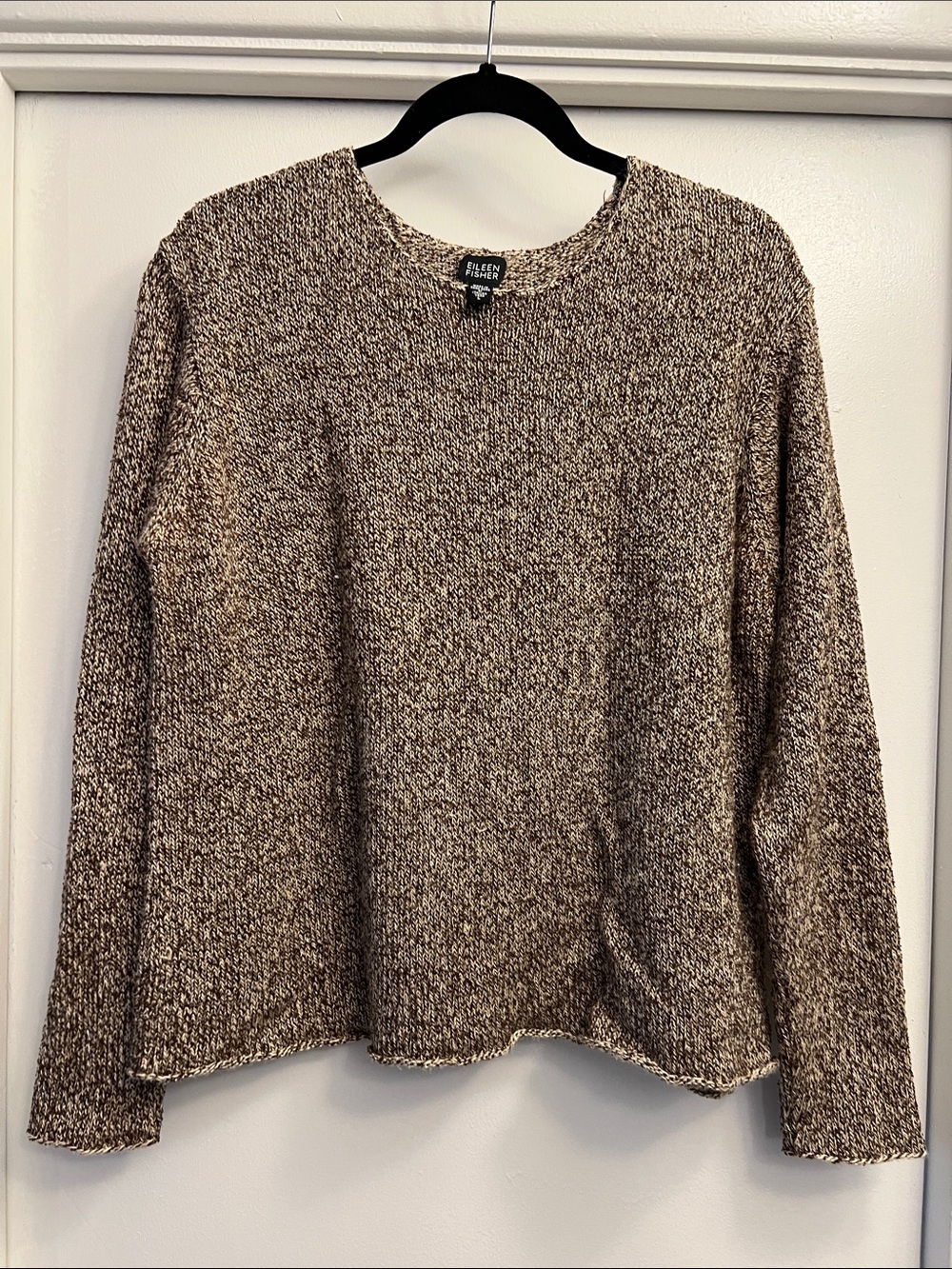 Eileen Fisher Marled Brown Crewneck Sweater Size Large